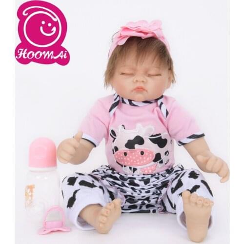18" Sweet Sleeping Lifelike Rooted 45CM Mohair Reborn Baby Dolls Soft Silicone Real Bebe Doll Baby Toy Kid Birthday Gifts Toys