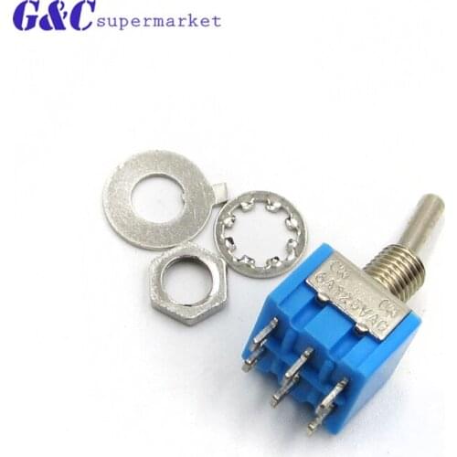 Deep Blue Mini 6 Pin 2 Position Toggle Switches ON-ON DPDT Mini Toggle Switch 6A/125V 3A/250V AC MTS-202 diy electronics