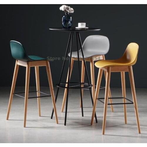 Net Red Ins High Stool Bar Stool Modern Minimalist Home Solid Wood Back High Stool Bar Chair