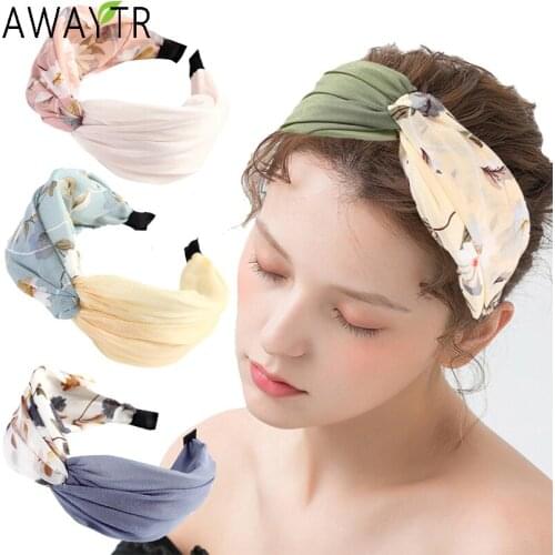 AWAYTR New Hairband Cross Top Knot Headband for Women Bow Wide Bezel Hair Hoop Bands Fashion Girls Hair Accessories Headdress