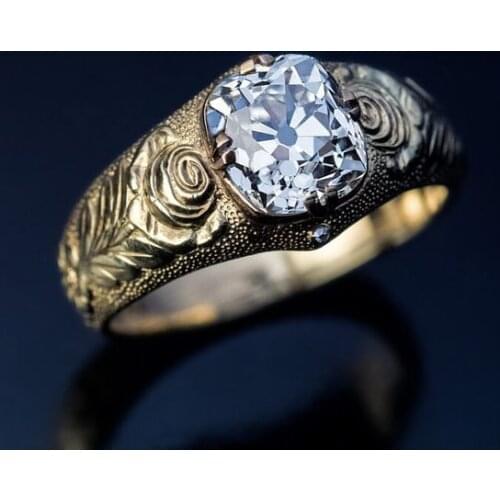 Elegant Romantic Womens Flower Ring Natural Sparkling Solitaire Diamond Jewelry Wedding Christmas Birthday Party Ring