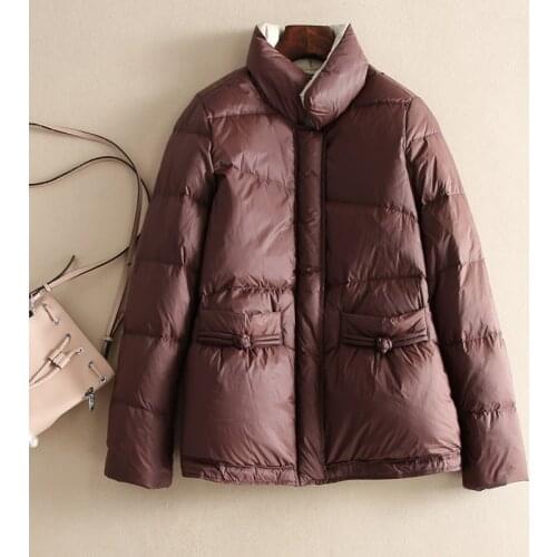 SEDUTMO Winter Vintage Ultra Light Duck Down Coat Women Warm Casual Slim Short Jacket Autumn Oversize Pocket Parkas ED1623