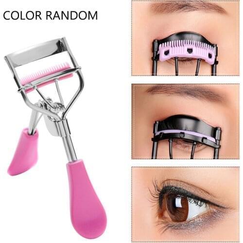 Fashion 1PC New Colorful Cosmetic Eyelash Curler With Comb Tweezers Curling Eyelash Clip Cosmetic Eye Beauty Tool Random Color