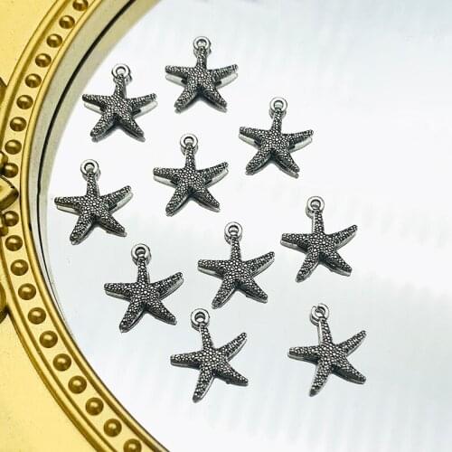 10Pcs Metal Starfish Charms Antique Silver Color Pendant For Jewelry Making Accessories Earrings Necklace DIY Handmade Crafts