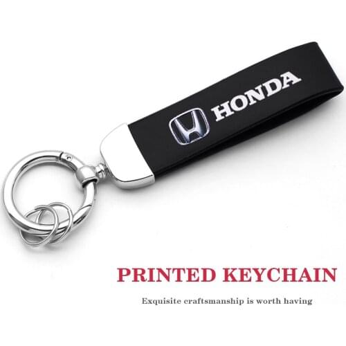 2Pcs Car Keychain Printed Logo Leather Fashion New Auto Interior For Honda Civic XR-V CR-Z CRV HRV City Accord Legend Jazz RR VT