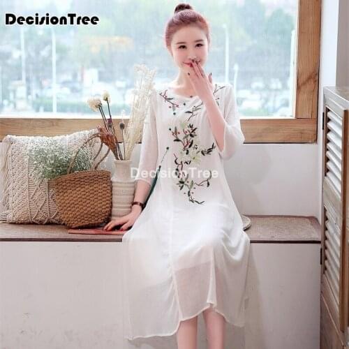 2021 chinese dress cheongsam qipao folk style cheongsam women traditional chiffon cheongsam dress floral embroidery qipao dress