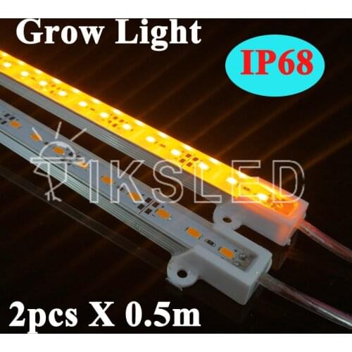 2pcs*50cm DC12V 0.5m 5630 Led bar rigid strip IP68 Waterproof Grow Light for Aquarium greenhouse Hydroponic plant