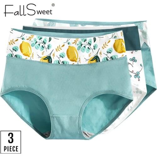 3pcs /lot ! High Waist Women Panties Tummy Control Briefs Cotton Underwear Cute Printed Panties