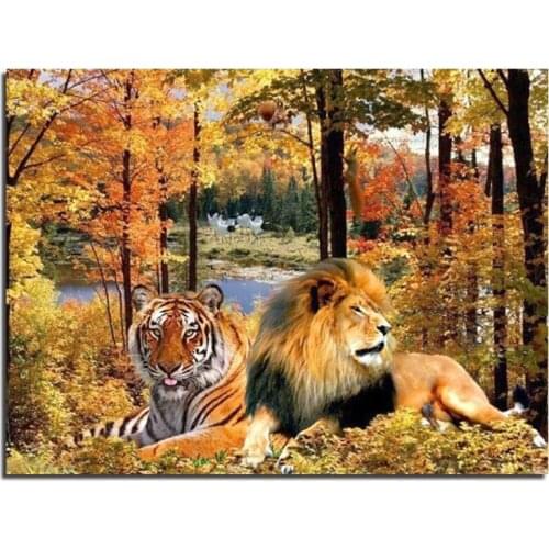 3D DIY Diamond Painting Lion And Tiger 60x80cm Crafts Direct Selling Cotton Needlework Diy Diamond Embroidery Kit Full