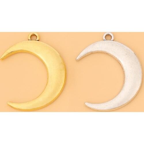 50pcs/Lot Tibetan Silver/Gold Crescent Moon Charms Pendants Beads For Bracelet Necklace Earring Jewelry Making Accessories