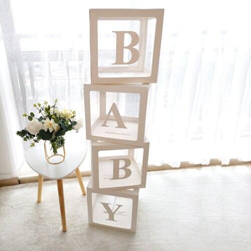 Alphabet Transparent Wedding Balloon Box 4pcs/set baby love giry boy DIY baby shower Birthday big event Party Decoration
