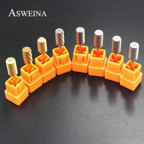 ASWEINA AAAAA Quality 8 Style Barrel Carbide Nail Drills Bits Nail Art Tools Electric Machine Manicure Nail Drill Accessories