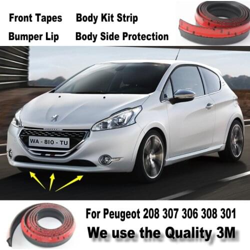 Car Bumper Lips For Peugeot 206 208 307 306 308 301 / Front Spoiler Deflector / Body Kit / Strip Skirt / Anti-Scratch Stickers