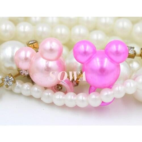 Free Shipping 20pcs 18*14mm colorful cute micky head Pendant imitation pearl Beads for DIY Loom Rubber Bands Charm Bracelets
