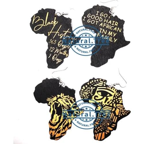 Free shipping! Newest African Black History Wooden earrings