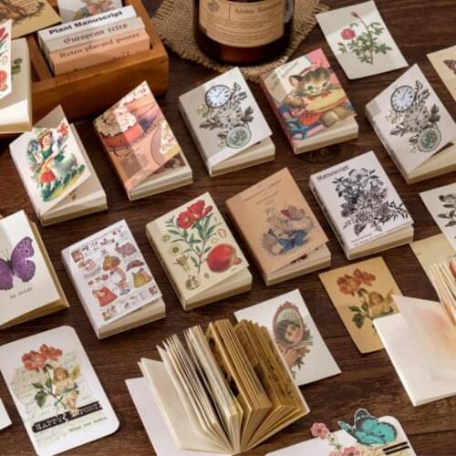 80pcs/lot Memo Pads Sticky Notes Vintage Retro Literary Material Paper DIYJournal Scrapbooking Decor Office School Stationery