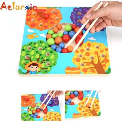 Kids Toys Puzzle Clip Beads Color Recognition Matching Training Montessori Wooden Toys Baby Early Educational Toys for Children