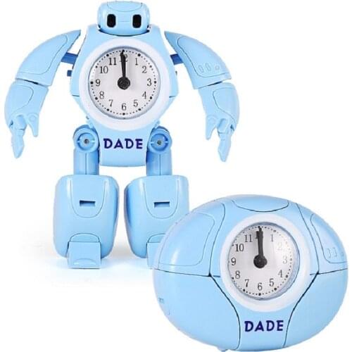 Child Robot Alarm Clock Kid Toy Deformation Robot Table Clocks 2 Model Shape Creative Cartoon Desk Clock Students Kids Gift