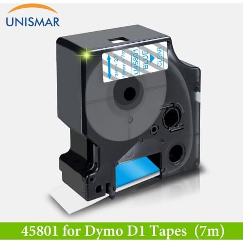 Unismar Compatible Dymo D1 Label Tape Blue on Clear 45801 19mm Labeller for Dymo Label Printer Typewriter LabelManager PnP 450