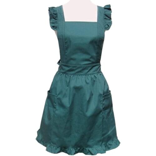 Cotton Retro Kitchen Cooking Aprons For Women Girls Vintage Baking Sexy Victorian Apron With Pockets