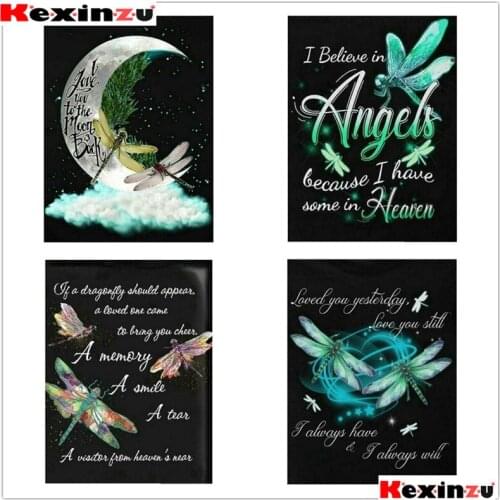 Kexinzu 5D Diamond Painting Dragonfly Full Square Diamond Mosaic Cartoon Diamond Embroidery Rhinestone Picture Decor Home Gift