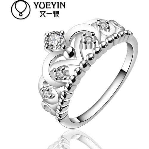 Classic crown ring Wholesale silver plated rings for women wedding party fashion jewelry minimalistic ornaments
