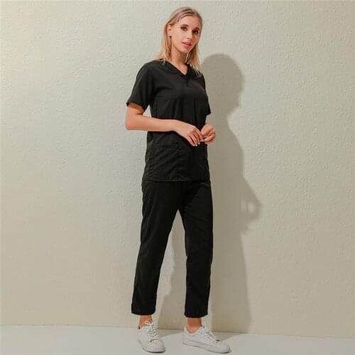 High Quality Nurse Carer Worker Suit Women Two Piece Set Men & Women Short Sleeve V-neck Tops+Pants Working Uniform Set Suit