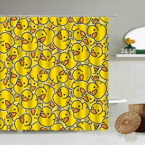 Little Yellow Duck Cute Animal Shower Curtain Cartoon Children Toy Poster Boy Girl Bathroom Wall Decoration Waterproof Screen