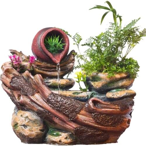 Micro Landscape Decorative Indoor Potted Succulents Home Furnishing Rockery Water Fountain Fengshui Resin Decoration S