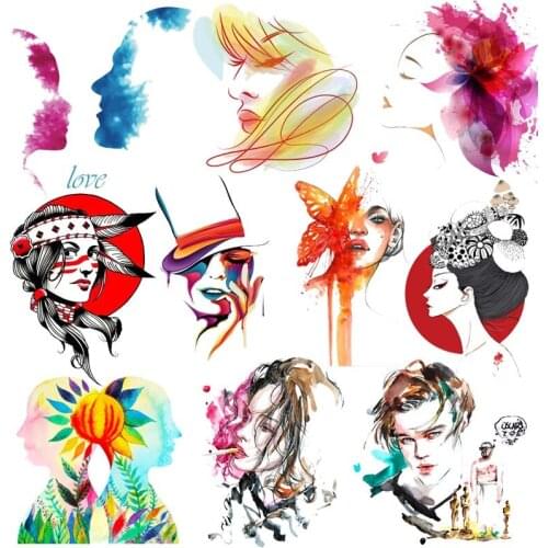 Fashion Girls Iron On Patches On Clothes DIY Butterfly Girl Patches Iron On Transfer For Clothing Heat Thansfer Thermal Stickers