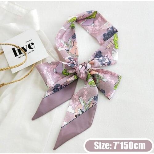 Fashion Womens Silk Hair Scarf Bandanas Lady Hair Ribbon Bag Skinny Scarves Design Wrist Towel Foulard Headband for Ladies