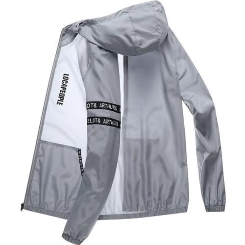 Mens Slim Fit Hooded Jackets Clothing Summer Mens Sunscreen Jackets Casual Male Thin Outwear Breathable Sportswear Coats