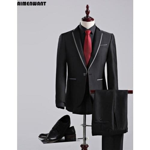 AIMENWANT Men Shiny Personality Fashion Blazer Wedding Groomsman Suit With Pants 2pcs Stage Host Perfermance Suits Cheap Blazers