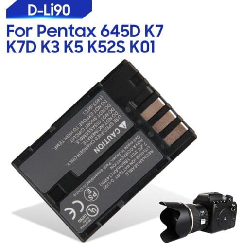 Original Replacement Battery For Pentax 645D K7 K7D K3 K5 K52S K01 D-Li90 Genuine Battery 1860mAh