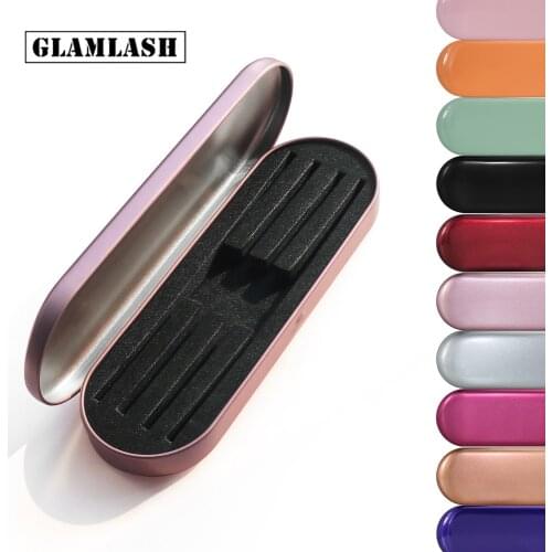 GLAMLASH Portable Eyelash Tweezer Case Rose Gold/Silver Lash Storage Box Makeup Bag Brushes Pencil Eyeliner Case