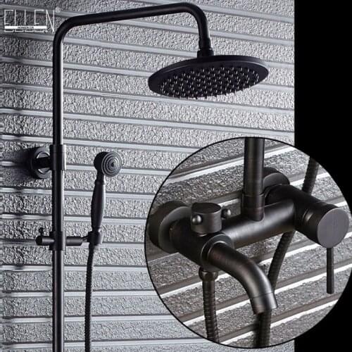 ELLEN Black Bathroom Shower Set Bath Rainfall Shower Faucets with Mixer Tap Shower Faucet Shower Set Mixer ELS4006B