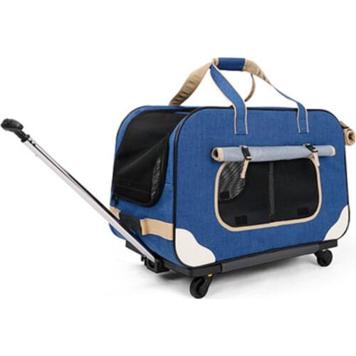 H1 Super Breathable Pet trolley folding four-wheeled dog box cat suitcase bag breathable closed Lever Panoramic Skylight