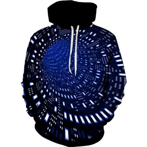 Women Men 3D Fashion Hoodies Colorful Whirlpool Chequered Vortex 0 1 Print Hooded Sweatshirt Clothes Female Male Pocket Pullover