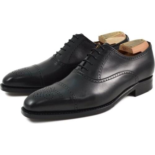 Oxford Brogue Black Dress Party Wedding Formal Office Men Shoes Bridegroom Original Business Genuine Leather Shoes