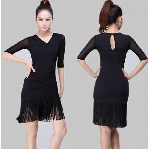 Adult Female Latin Costume Women Fringed Latin Dress Lady Ballroom ChaCha Samba For Girl Dance Clothing Performance Dancewear