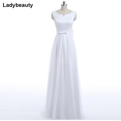 Ladybeauty New Vintage White Evening Dress Lacing Prom Dress A-Line Formal Party Backless Gown