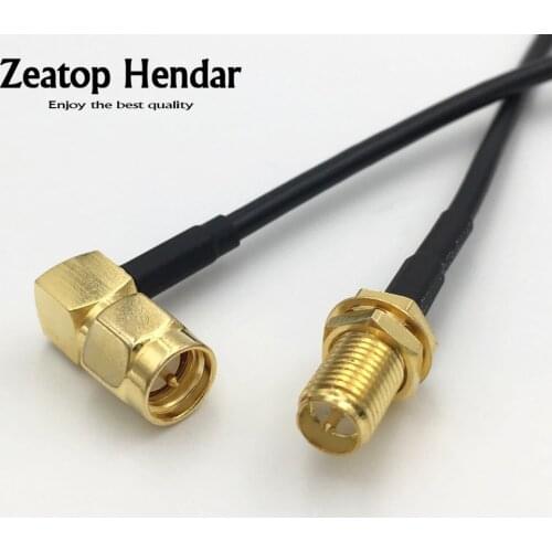 1Pcs RG174 Cable Right Angle SMA Male Plug to RP-SMA Female Jack RF Coaxial Pigtail Connector 10CM 15CM 20CM 30CM 50CM 1M 2M