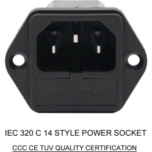 1PC POWER SOCKET IEC 320 C14 AC Male POWER CORD inlet Jack Socket Receptacle Connector for AUDIO AMP DIY 250V 10A Rohs CCC TUV C