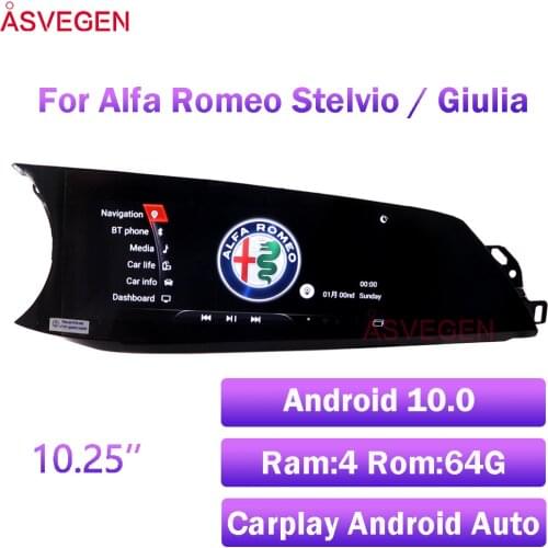 10.25" Android 7.1 For Alfa Romeo Stelvio / Giulia Ram 3G+ 32G With GPS Navigation Car Multimedia Video Stereo Player