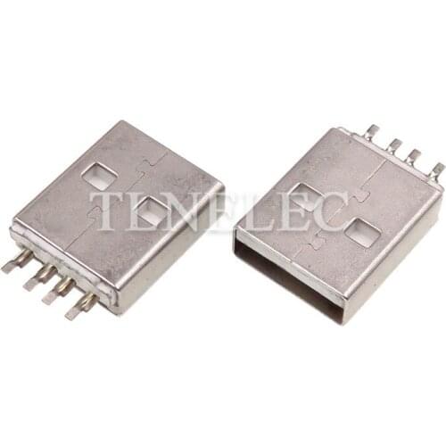 10pcs Type-A USB 2.0 White Plating 4 Pins Socket Connectors Jack Male Plug Socket Electric Terminals Receptacle DIY Adapter