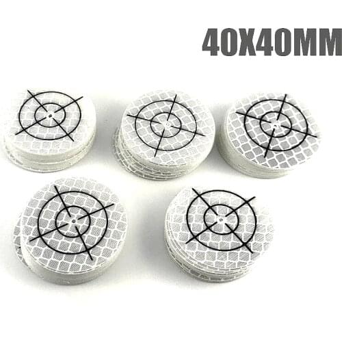 100pcs 2020 Brand New white color circle Reflector Sheet size 40*40 mm Reflective Tape Target for surveying Total Stations