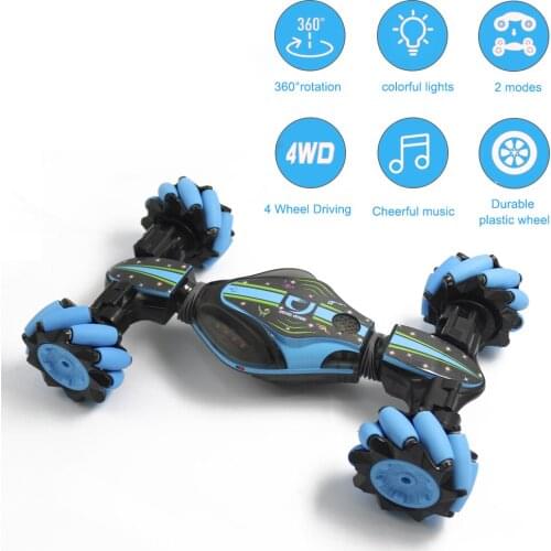 2.4GHz 4WD Remote Control Stunt Car Gesture Induction Off-Road Vehicle Light Music Drift Dancing Driving RC Toy Gift for Kids