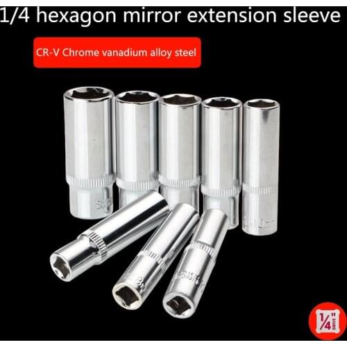 2pcs/set 1/4 Socket Set Adapter Long Sockets 7mm 8mm 10mm 13mm Deep Socket Tool Heads Torque Spanner Ratchet Socket Wrench