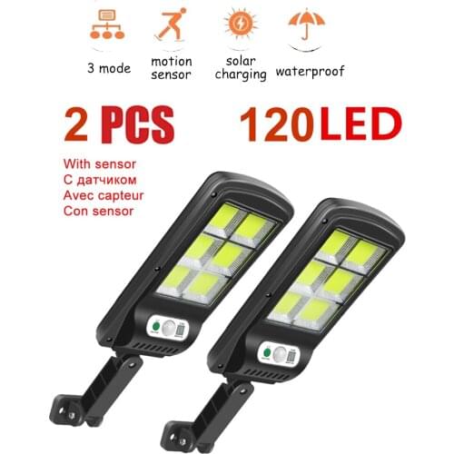 2pcs tabular oblong 100 LED Solar Lights Powered Sunlight Waterproof PIR Motion Sensor Street solar Lamp for Garden Decoration O