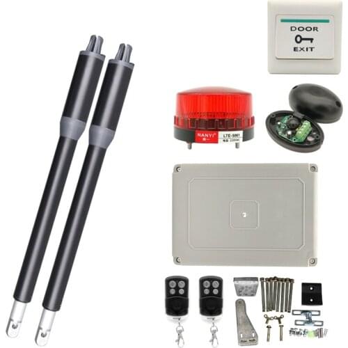 200KG Electric Swing Gate Driver Motor Remote Control Double Door Home Garage Door Opener with Push Button Warning Light Sensor